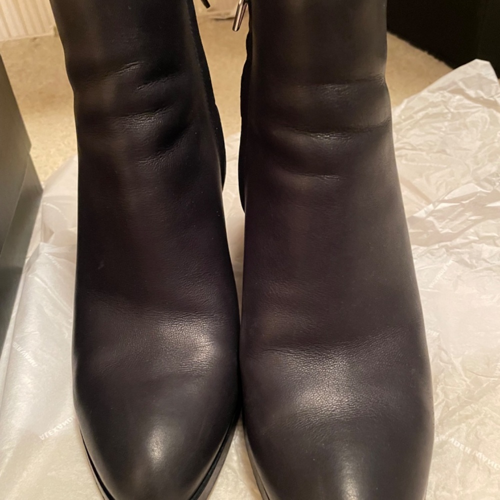 Alexander Wang Gabi Black Ankle Boots Silver Sliced  Heel Sz 40 - Picture 5 of 13